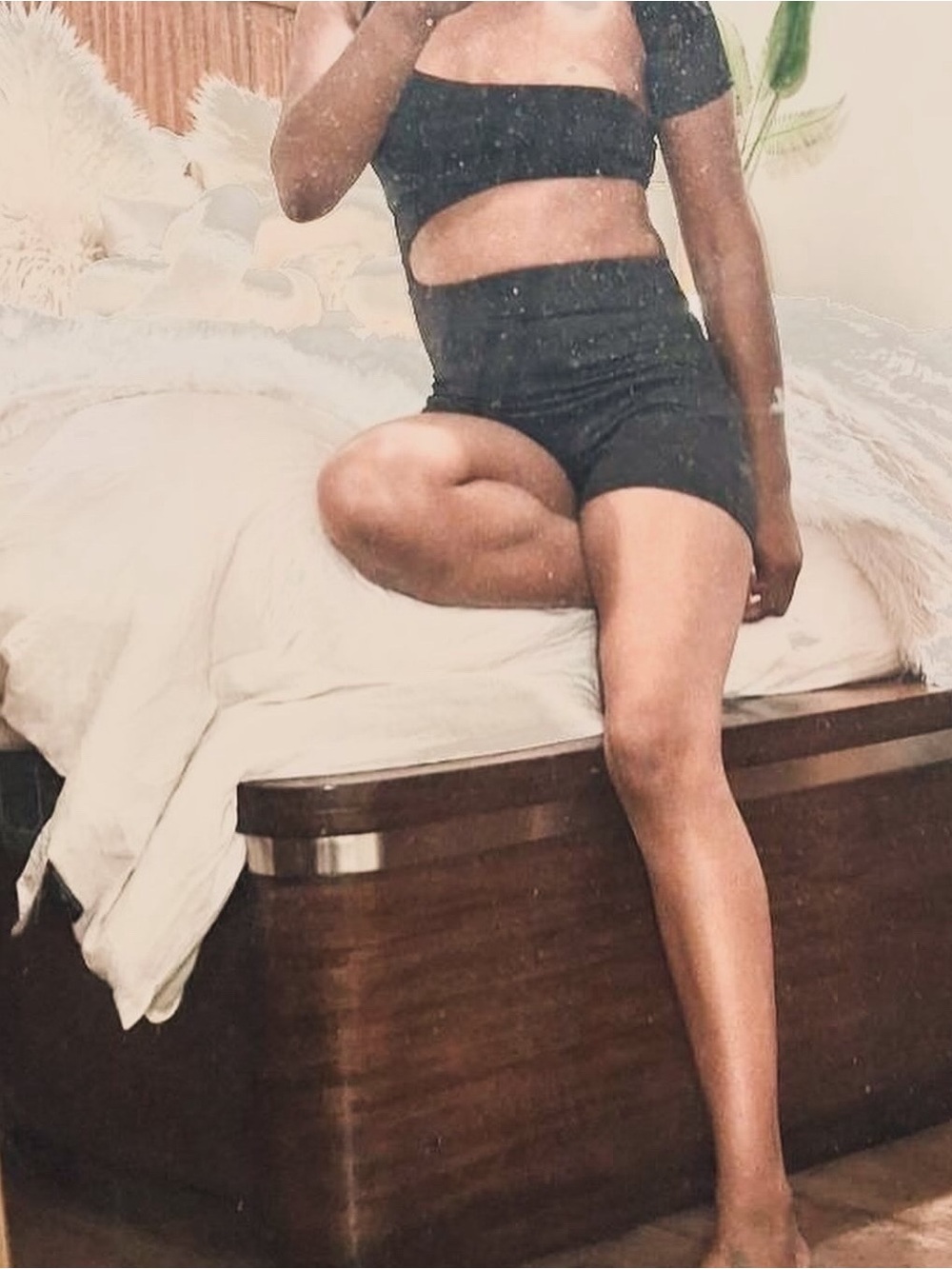 Black Cutout Two-Piece Set - Sporty Romper